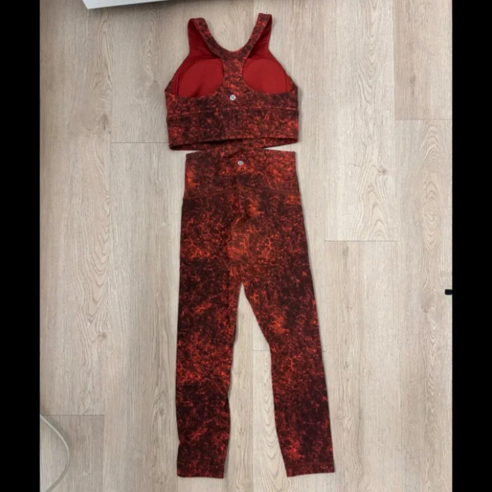 Lululemon Athletica Wunder Train Workout Set Top Sz 8 Leggins Sz 4 - Like New - Picture 2 of 2